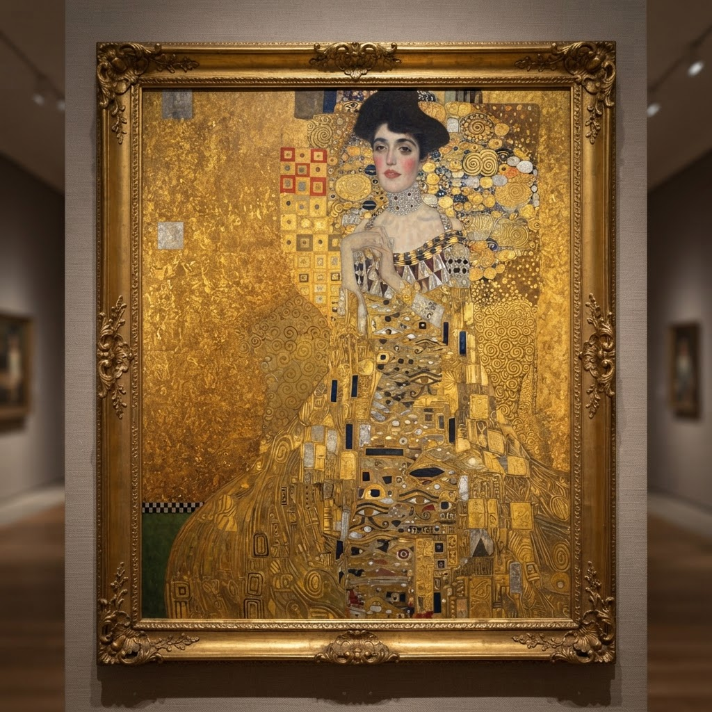 《阿黛勒·布洛赫-鲍尔肖像一号》:金色马赛克王座中的贵妇