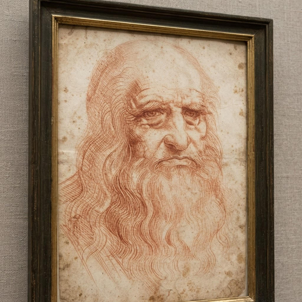 达·芬奇红粉笔自画像:长须老者